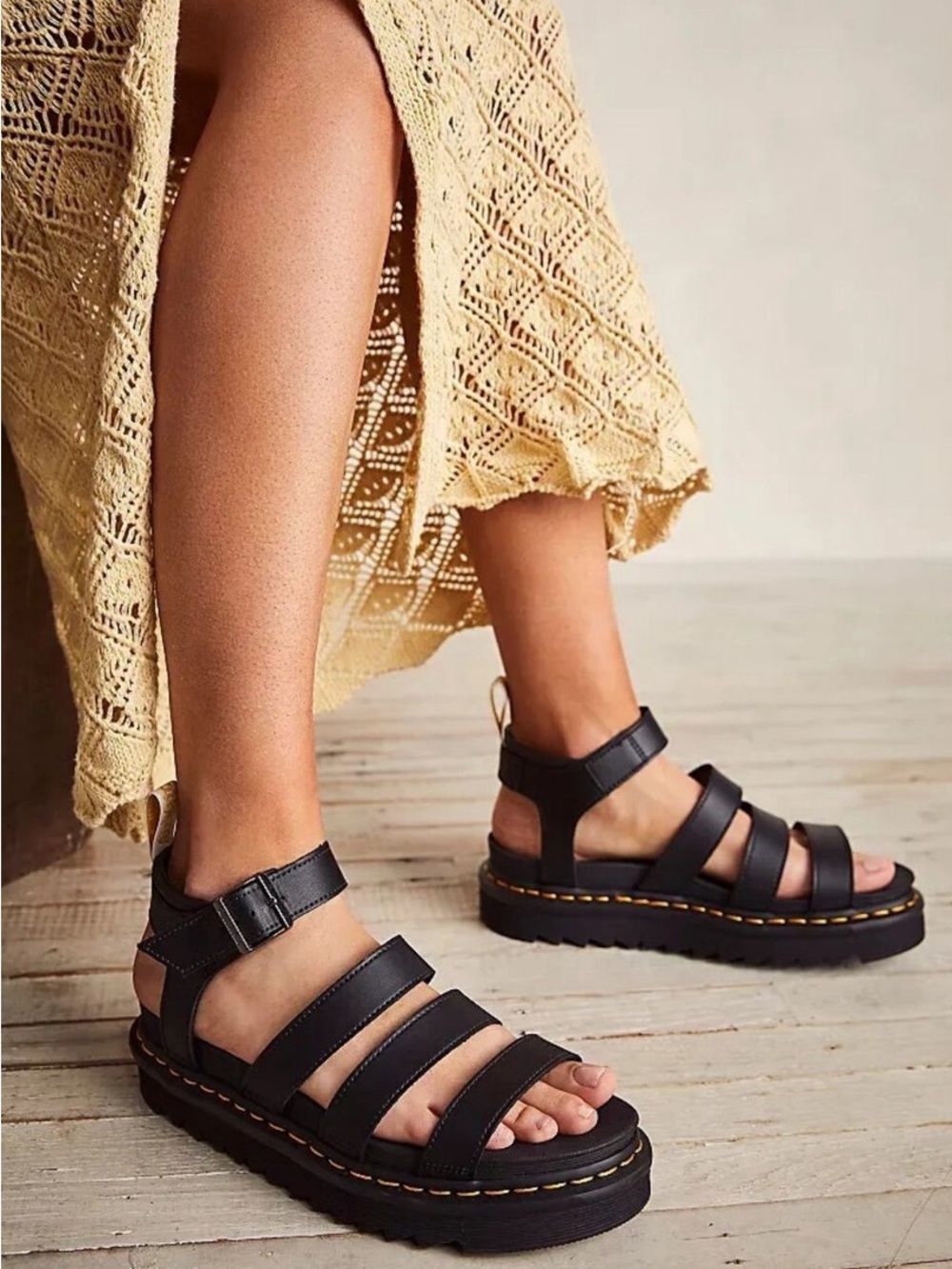 Dr. Martens Women's Black Blaire Strappy Platform Sandals
